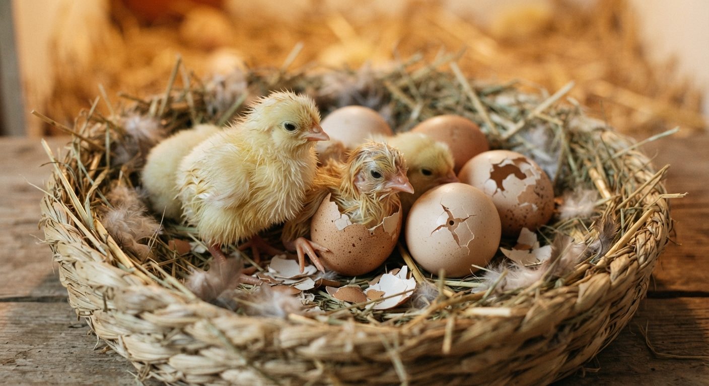 Poussins à l'éclosion